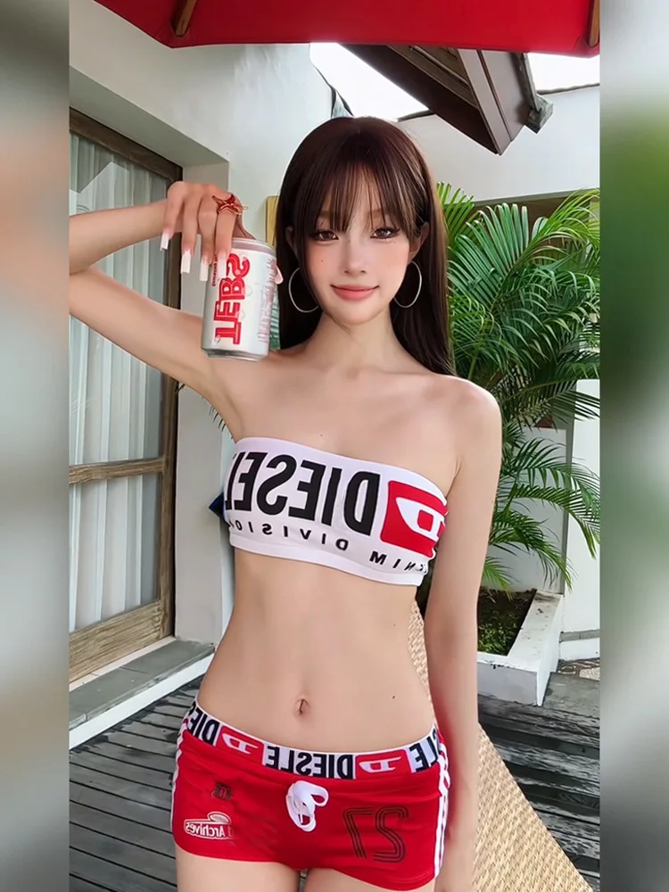 Top corto con estampado de letras para chica americana, Top Sexy para mujer, nueva moda de verano, puro deseo, chaleco Sexy hermoso sin tirantes