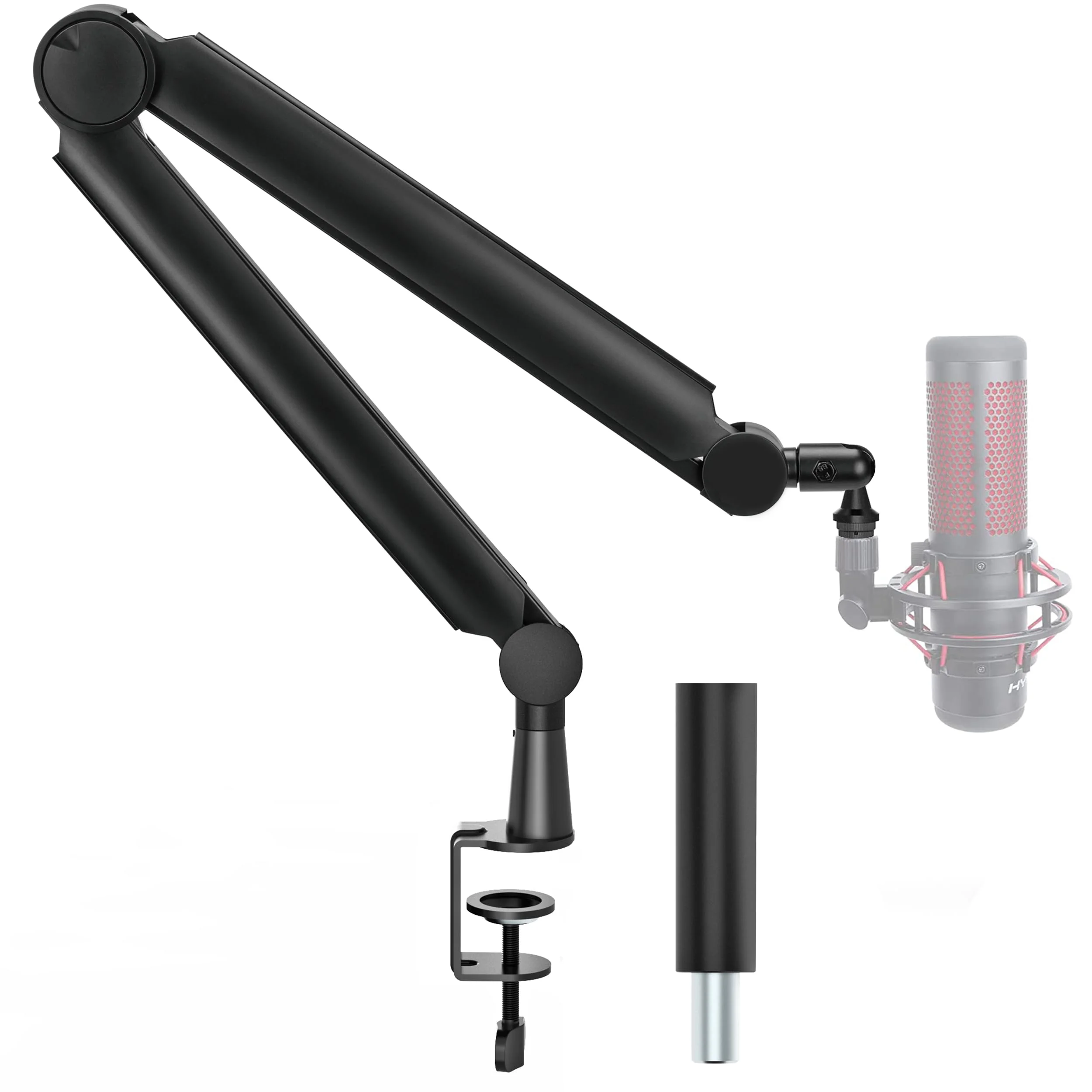 Microphone Boom Arm, 360° Swivelling Microphone Stand with 6