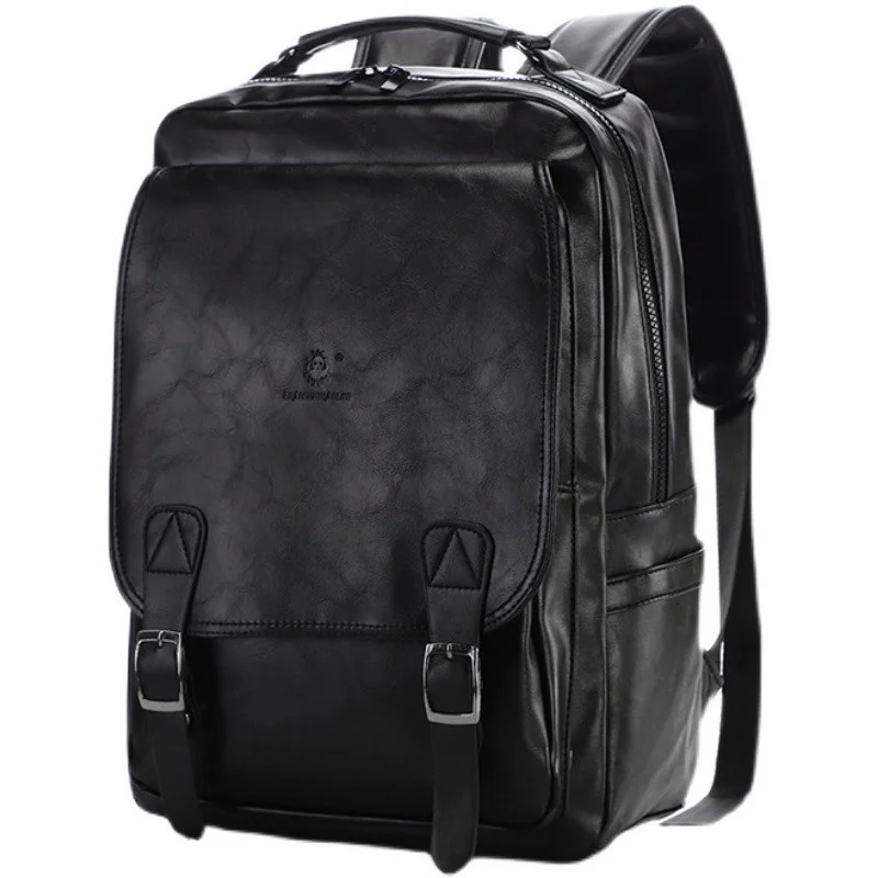 

Multifunction leather men's backpack fashion USB charging travel backpack large capacity student school bag for boys