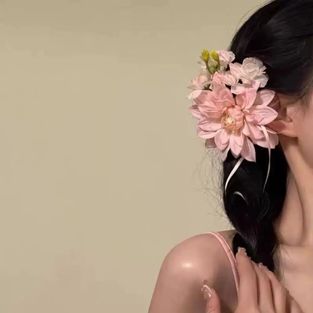 

Аксессуар для волос пиона, заколка для волос с акцентом-бабочкой, набор заколок для волос с цветком пиона для пляжного отдыха, вечерние наряды для женщин