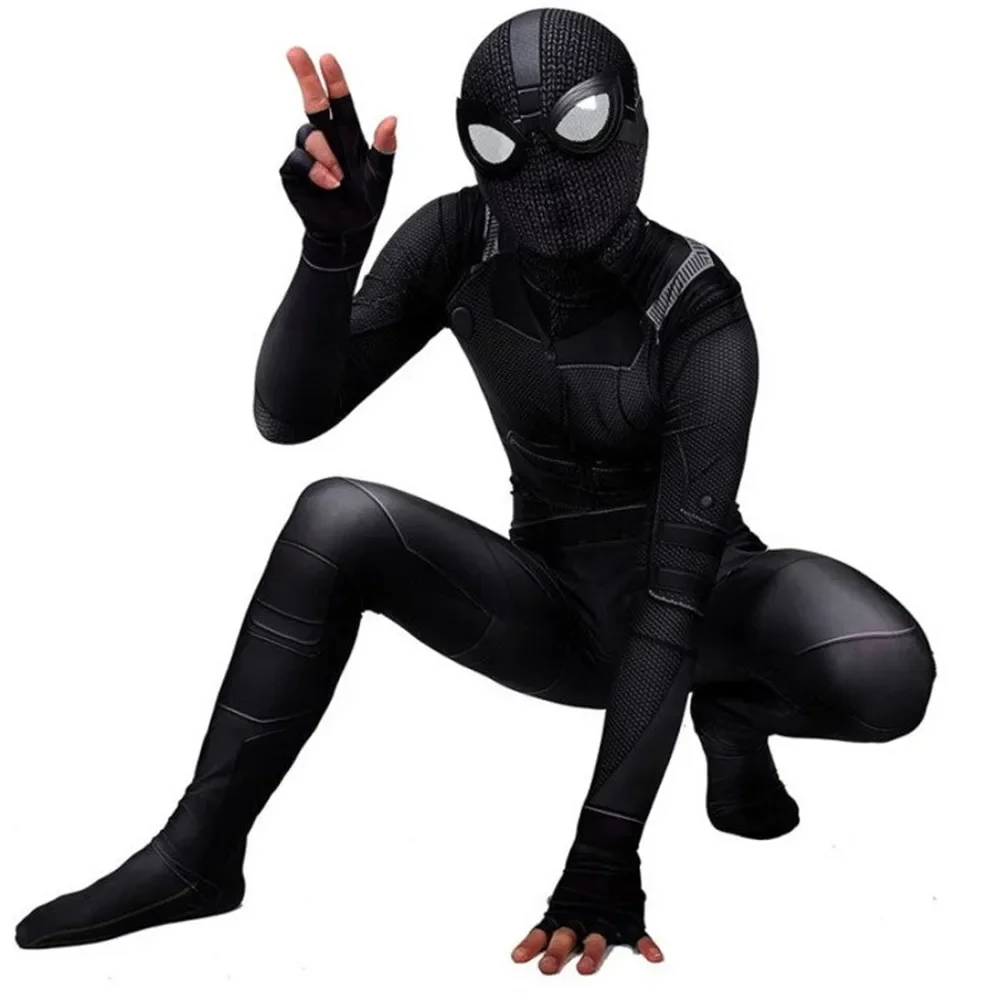 Uomo Halloween Ver Van Huis Spiderman Stealth Black Cosplay Costume Zentai Suit adulti bambini tuta Party tute