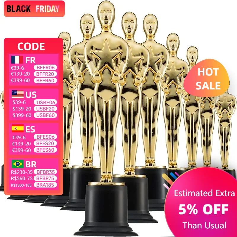 6/12Pcs Oscar Statuette Mold Reward the Winners Magnificent Trophies in Ceremonies Party Decorations and Appreciation Gifts