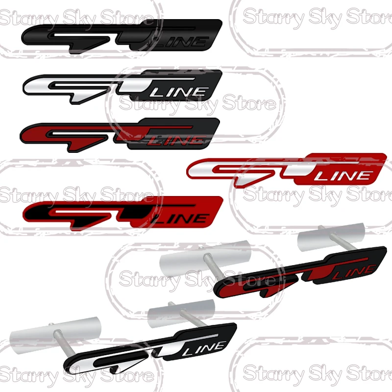 1x GT LINE Grille Emblem Car Metal Badge Logo Body Decals Rear Sticker For Rio Picanto Ceed Forte Optima Sedona Cadenza K5