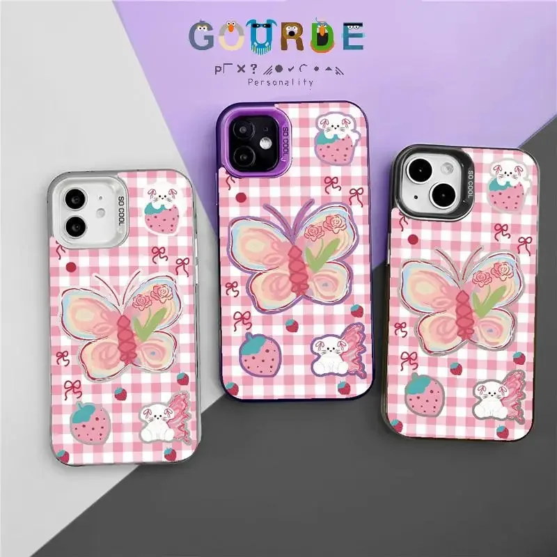 

Gourde Fashion Butterfly Bowknot Patterns Phone Case for Iphone 16 15 14 12 13 11 Pro Max Plus