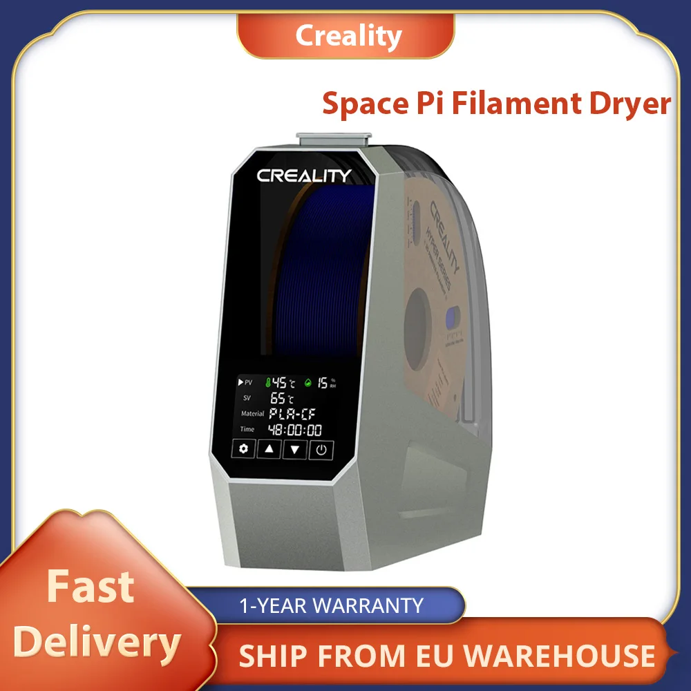 Creality Space Pi Scatola essiccatore per filamenti per stampante 3D, set con un solo tasto, riscaldamento ad aria calda PTC a 360 gradi, timer 48 ore, touch screen LCD