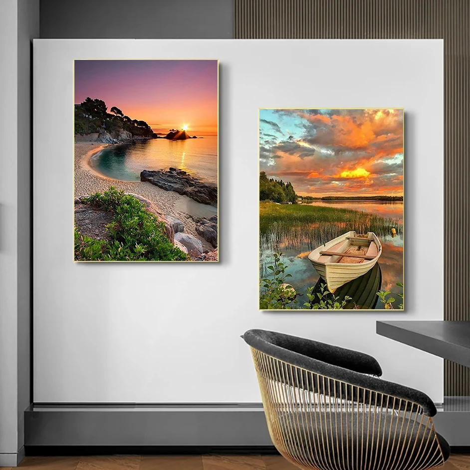 YOUQU Landscape Diamond Painting DIY Beach Sunset Diamond Embroidery Cross Stitch Mosaic Picture 5D Home Decoration Art Gift