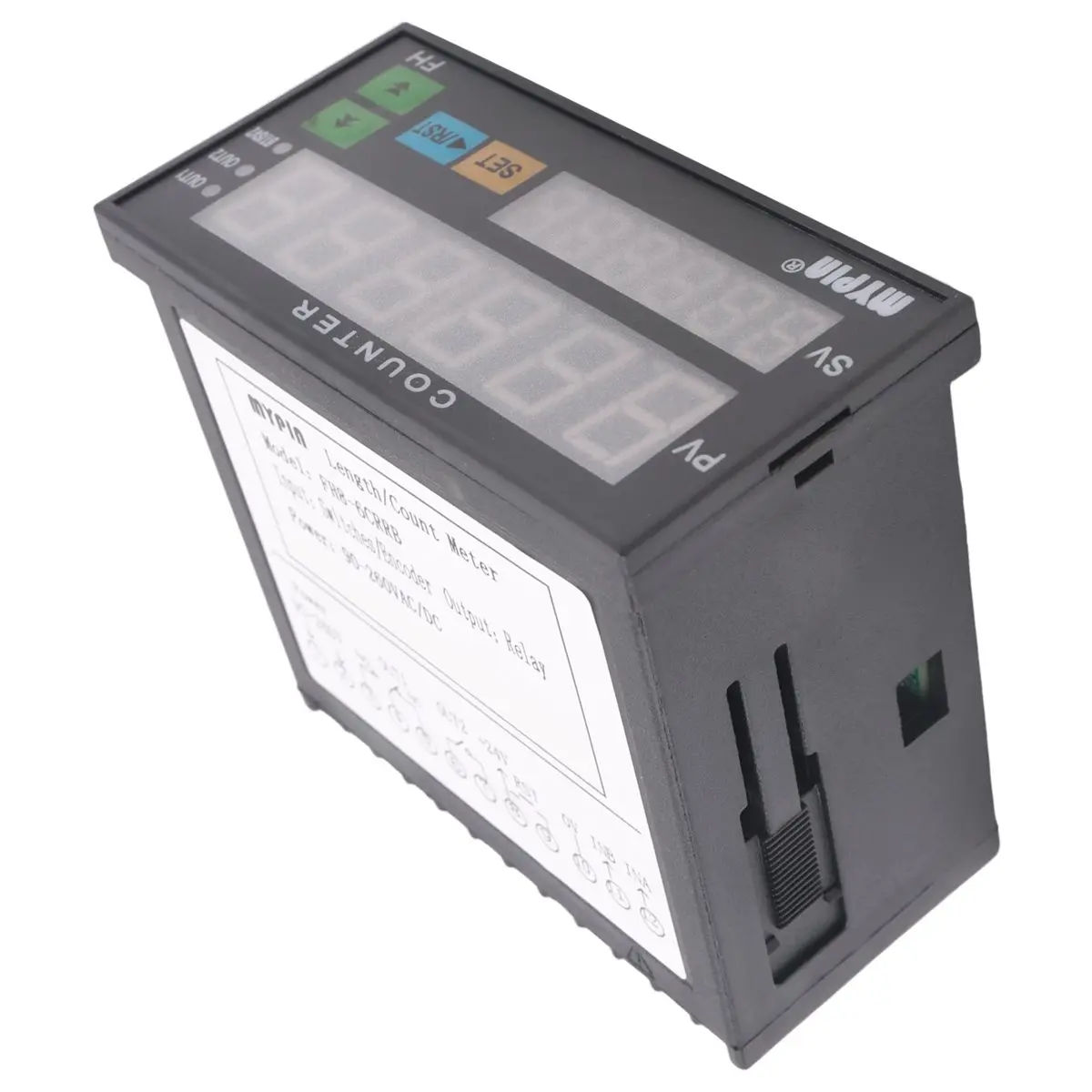 DT38 Mypin FH8-6CRRB Dual Display Digital Counter 6 Digits Light-Emitting Diode AC/DC Length Meter Black