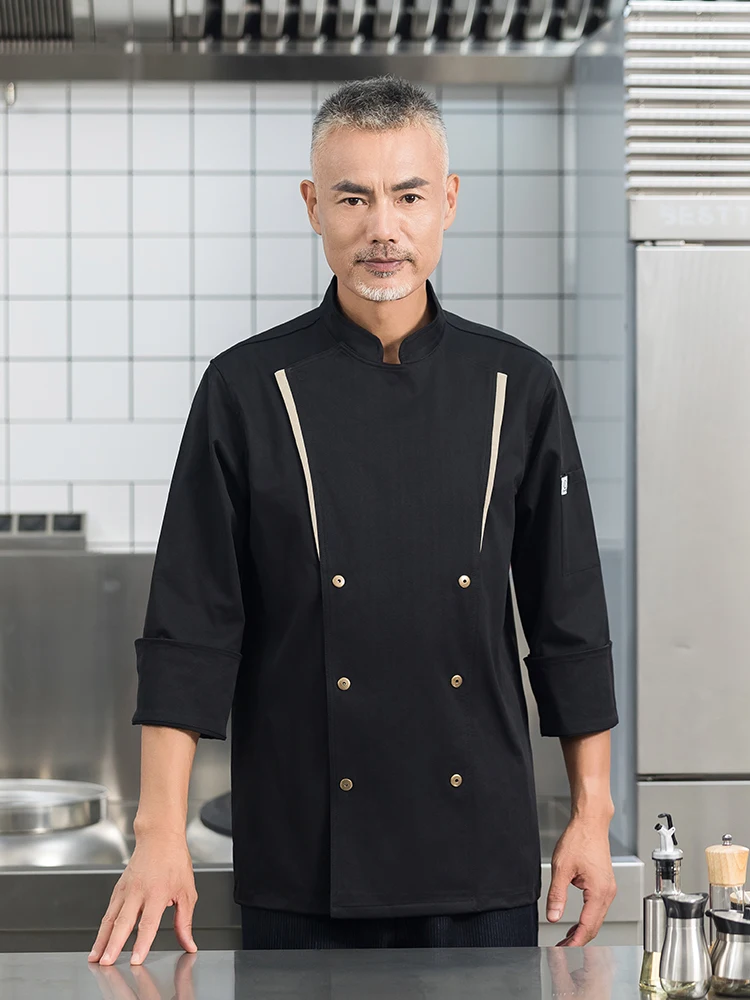 Veste de chef d'hôtel et de restaurant pour femme, uniforme de chef, vêtements de travail de cuisine à manches longues, veste de chef, automne, hiver