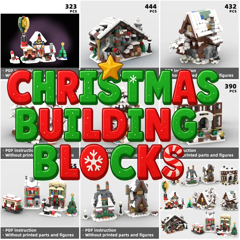 

Christmas Holiday House Building Blocks - Santa Cottage, Winter Village MOC, Festive Xmas Cabin Bricks NataleWeihnachten Navidad