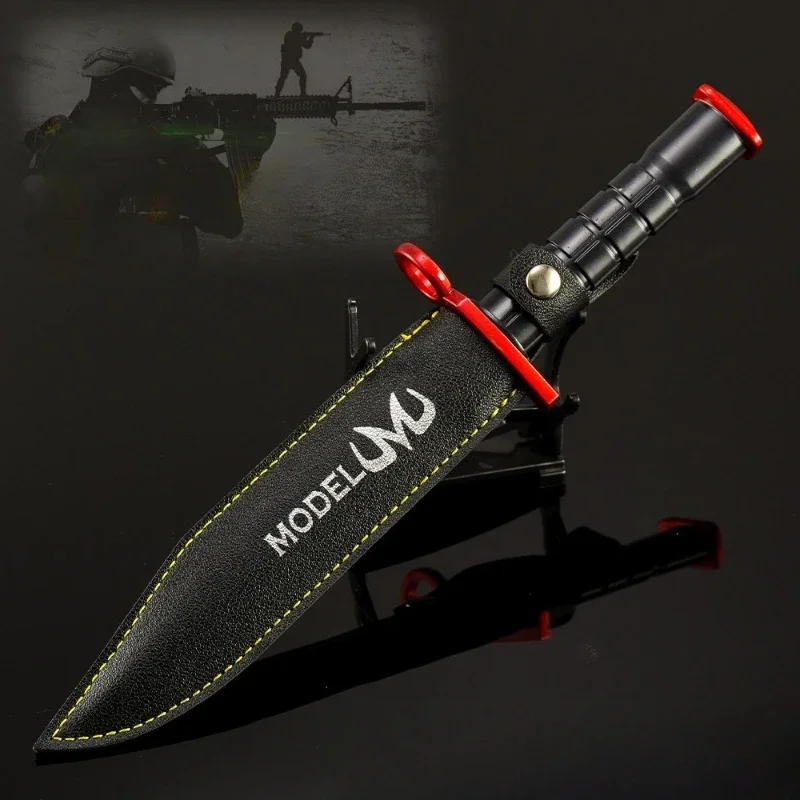 26 سنتيمتر/10.23in الذهاب لعبة المفاتيح الطرفية M9 جزار مع حافظة جلدية نماذج سلاح التدريب في الهواء الطلق سكين المعادن الحرفية دمى هدايا #3