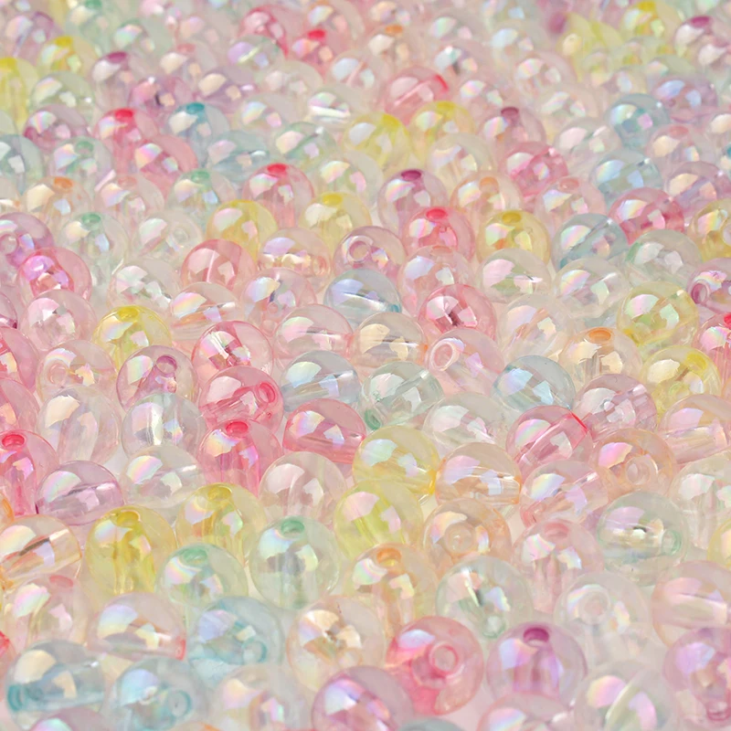 20pcs Straight Hole Ab Symphony Acrylic Transparent Mermaid Color Bead Bag Beaded Diy Accessories Bracelet Handmade Material