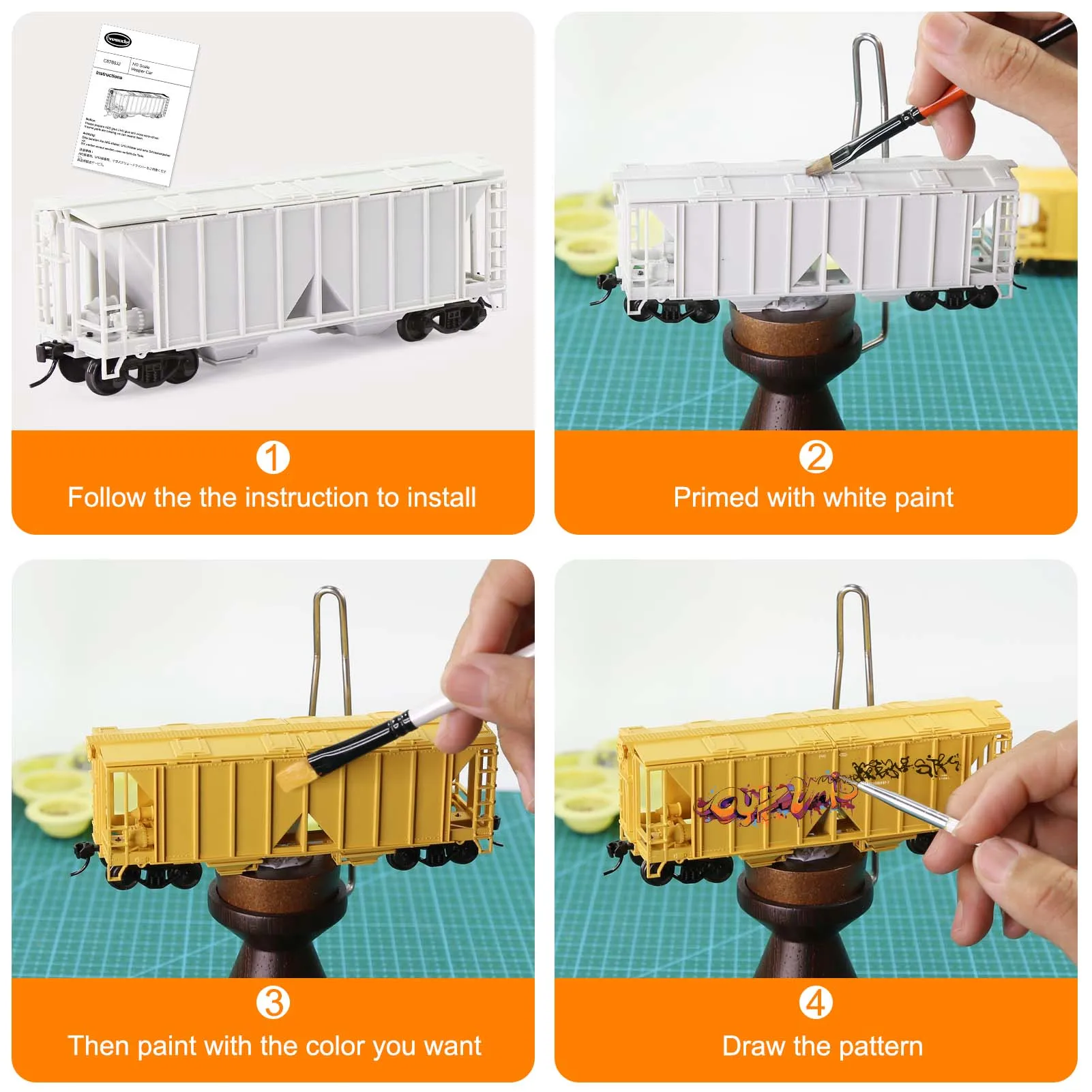 

Evemodel, 1 шт., масштаб HO, 1:87, пустая модель автомобиля в разобранном виде с 2 отсеками, крытый бункер, железнодорожный вагон C8760JJ