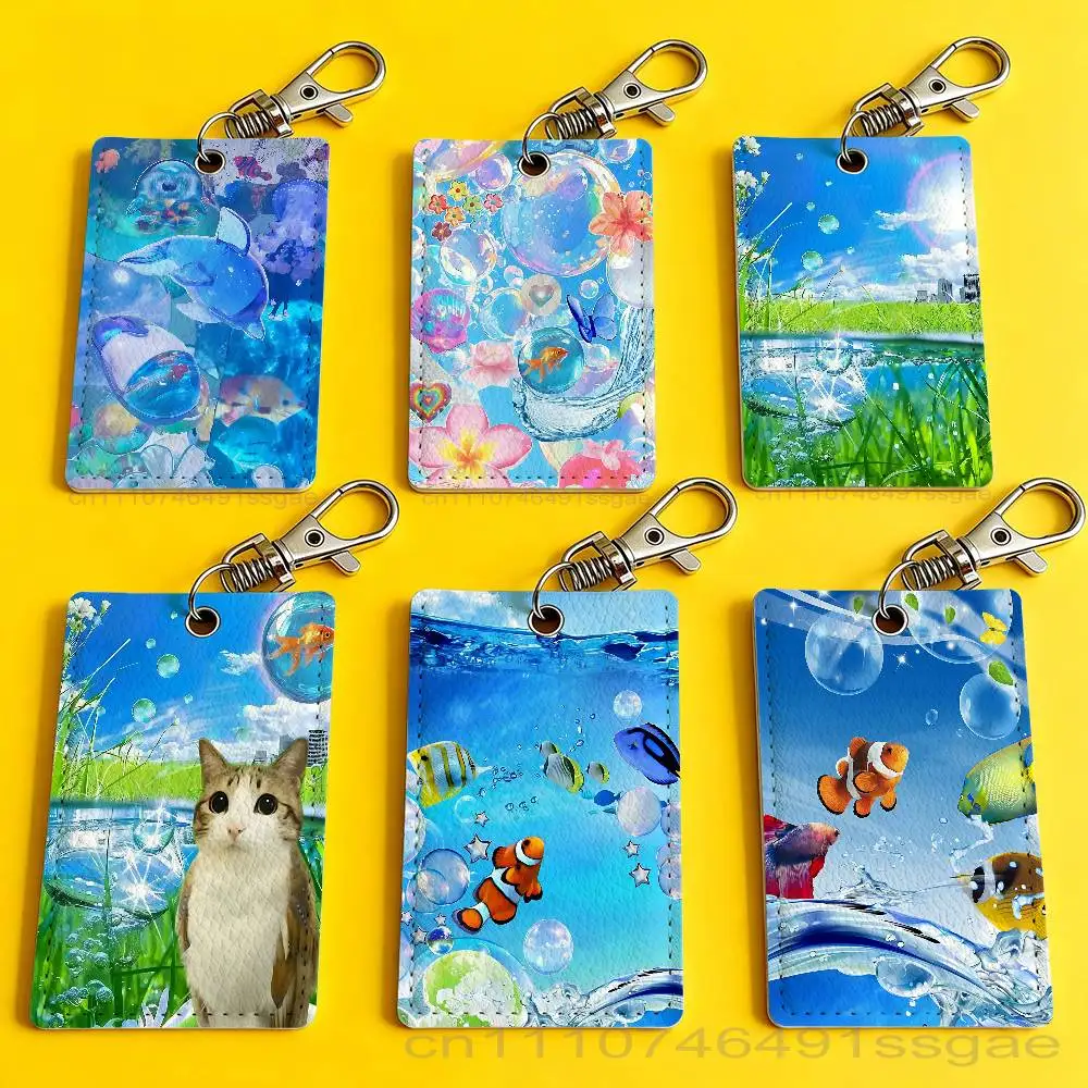 

F-Frutiger Aero Art Badge Holder Keychain For Bank Business Work Card Holder Student Card Protective Case Bus Card
