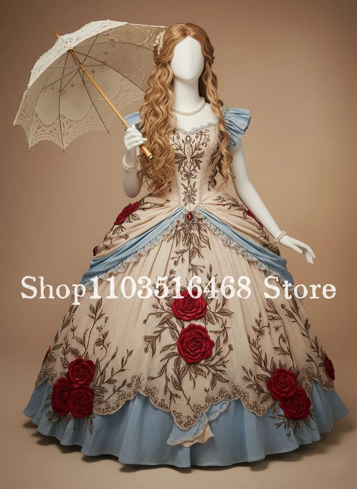 Custom Vintage Victorian Evening Gown Lace Embroidered Corset Ball Gown Special Occasion Ball Gown Puffy Embroidered Evening Gow