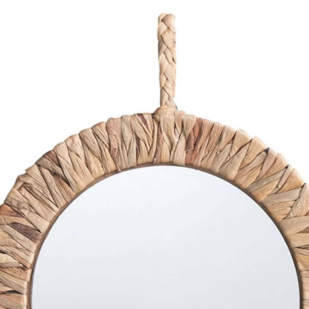 Rattan Round Mirror Mirror Lounge Office Living Room Above Your Bed Corridor Dresser Vintage Style 34.5x34.5cm