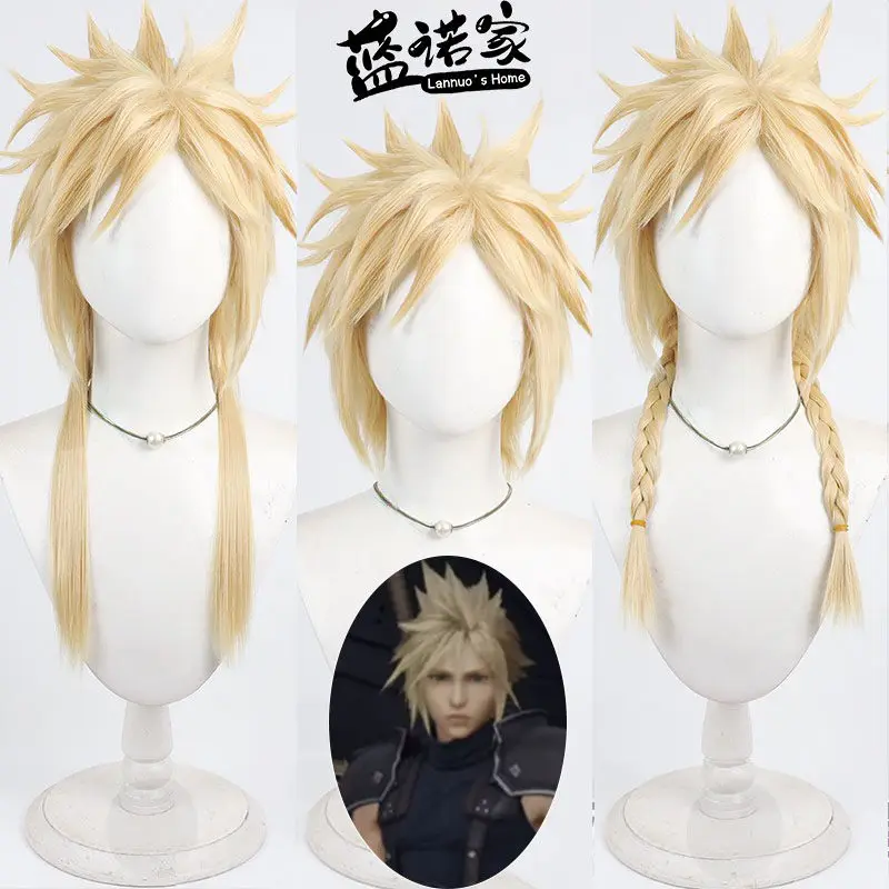 

Game Cloud Strife Cos Cosplay Wig Halloween Carnival Party Props Synthetic Hair Heat Resistant Fiber + Wig Cap
