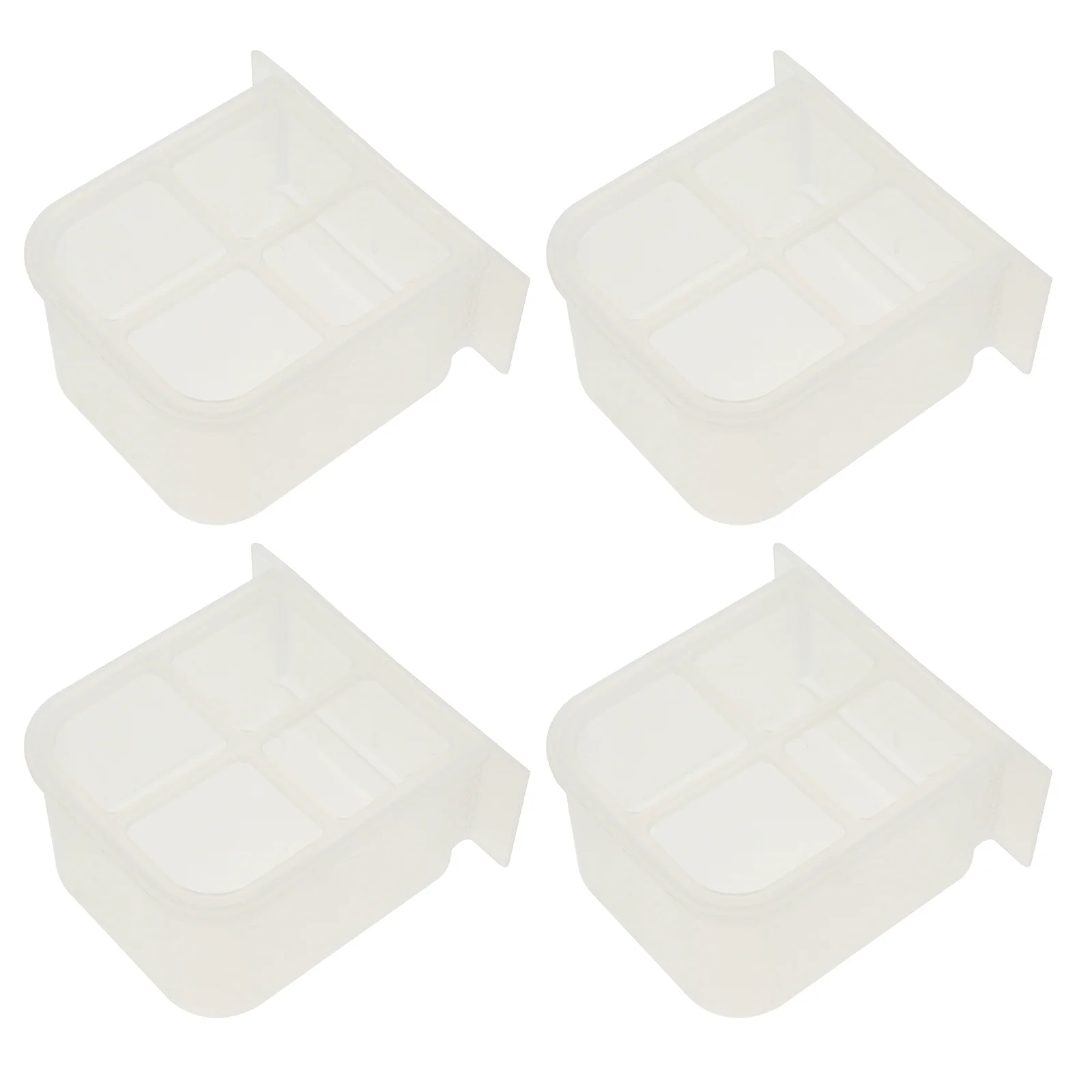 

4Pcs Bird Feeder Plastic Cage Food Container Durable Parrot Feeder Tray Large Capacity Practical Bird Supply Pet Feeding Tool