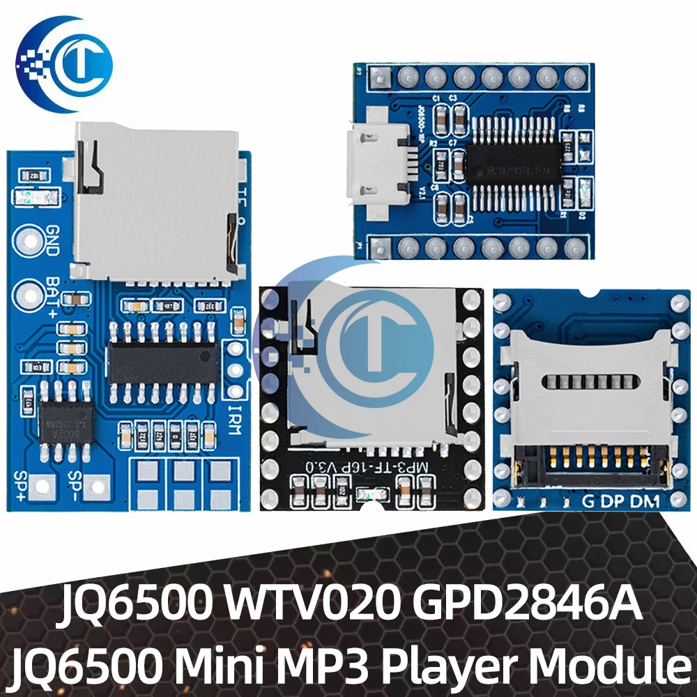 JQ6500 WTV020 GPD2846A JQ6500 Mini MP3 Player Module TF Card MP3 Sound Module Voice Module For Arduino GM Power Supply Module