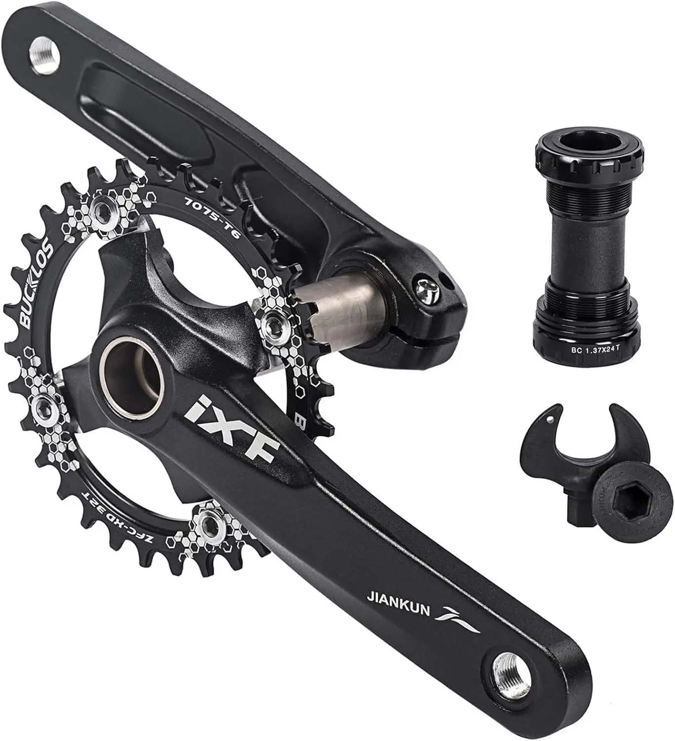 

IXF 104 BCD 30T-38T 170MM Mountain Bike Crankset, Hollow Integrated MTB Crank Set, Aluminum Alloy Crankset Round Oval Narrow Wid