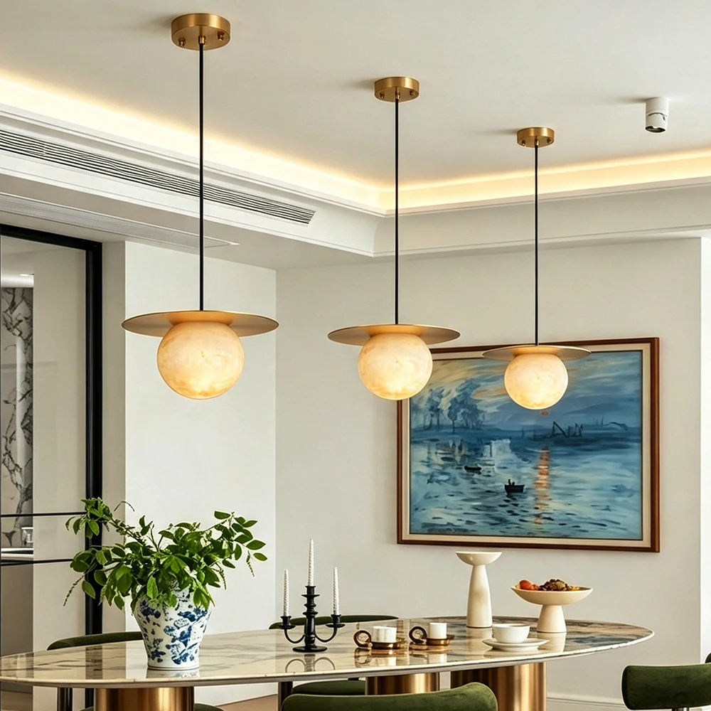 2026 Small Marble Pendant Light Modern Marble Led Luxury Restaurant Chandelier Home Decor Lustres Dining Room Pendant Light
