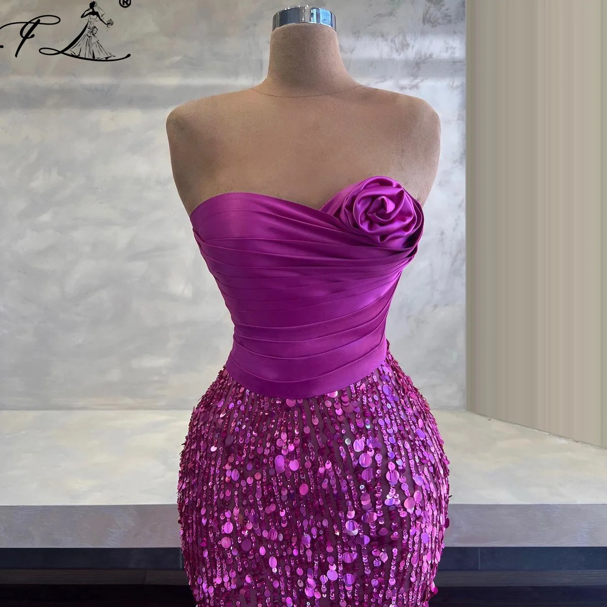 Purple Sweetheart Prom Gown Sequined Dresses 2025 Off The Shoulder Long Evening Dress with Flower Customized