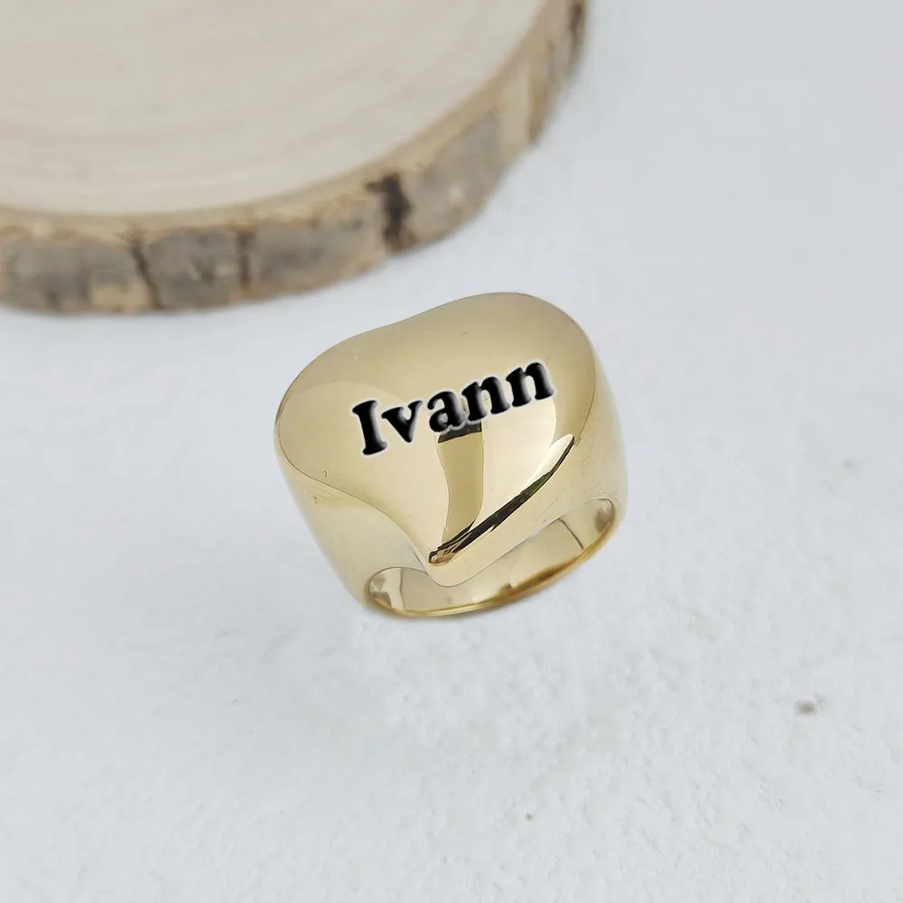 

New casting love custom name stainless steel gold-plated 18K men's ring, waterproof and non-fading custom ring