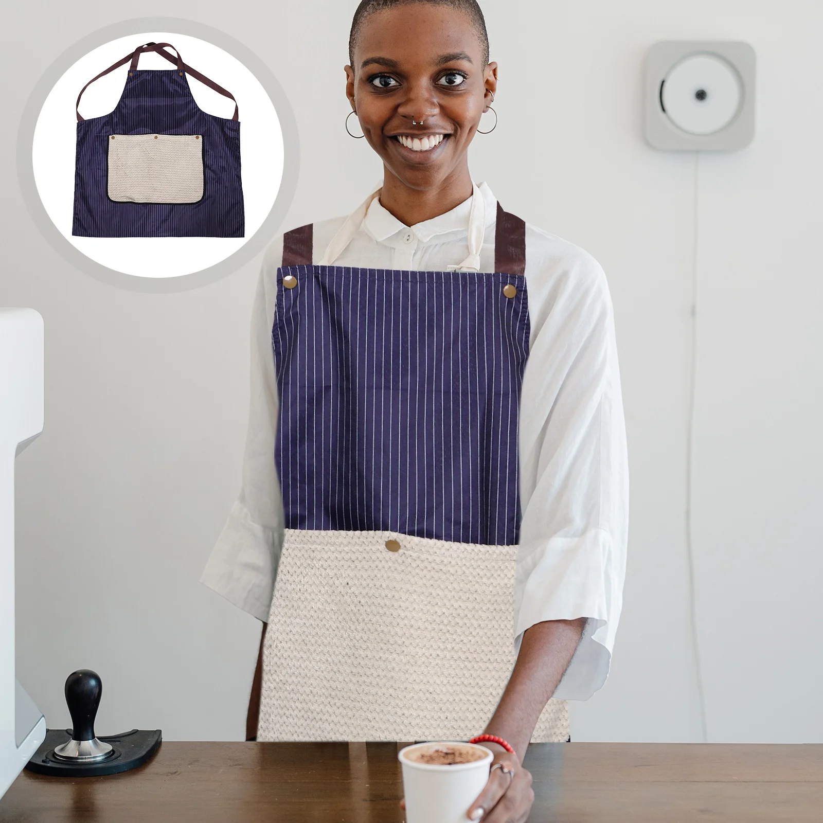 

Waterproof Long Apron Detachable Towel Full Coverage Kitchen Chef Apron Cooking Baking Bbq Cleaning Gardening Use