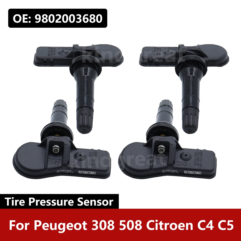 

4PCS/Lot For Peugeot 308 508 Citroen C4 C5 433MHz TPMS Tire Pressure Monitr System Sensor 9811536380 9802003680