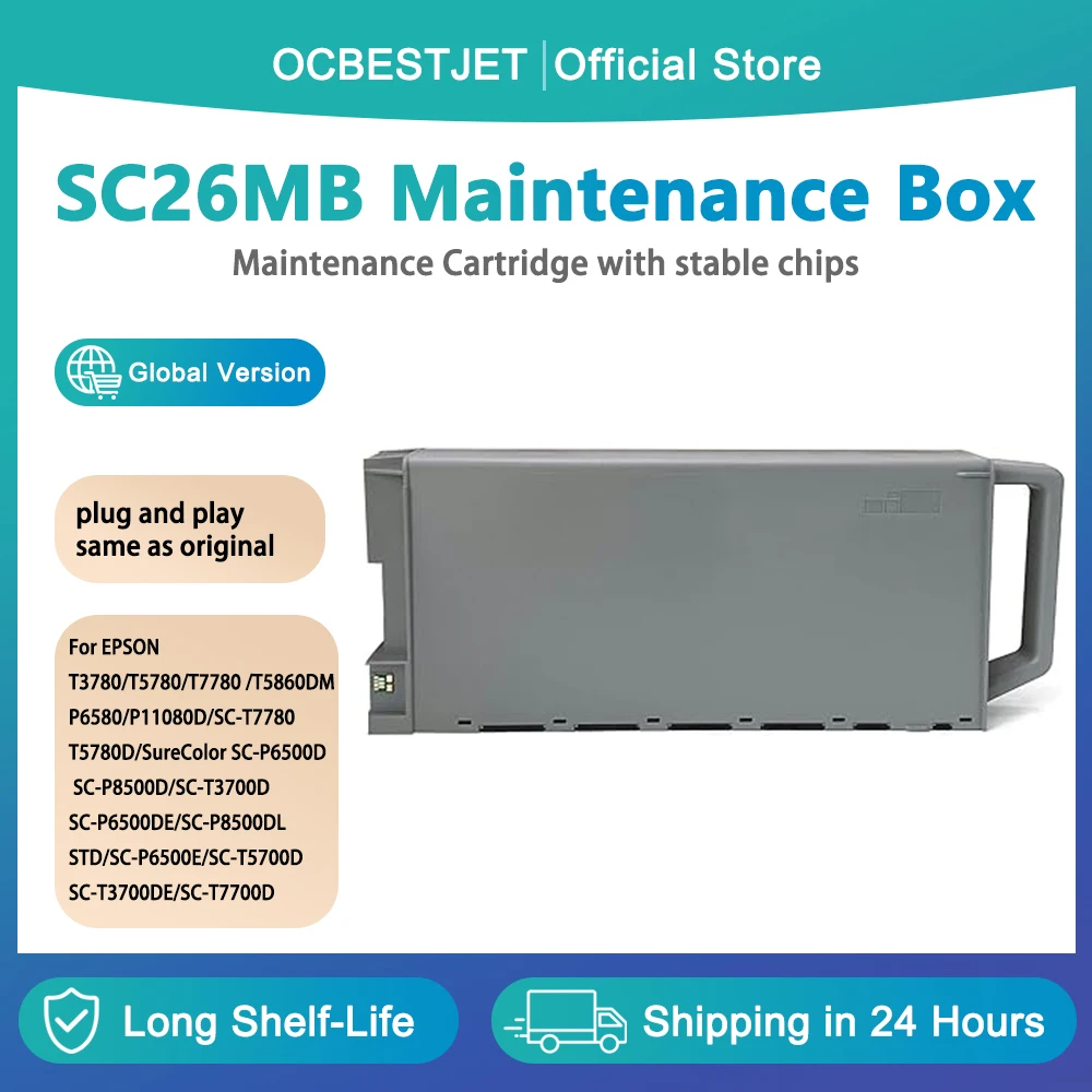 

SC26MB C13S210115 Ink Maintenance Box Tank for EPSON SC-T7780 T5780D SureColor SC-P6500D SC-P8500D SC-T3700D SC-P6500DE Printer