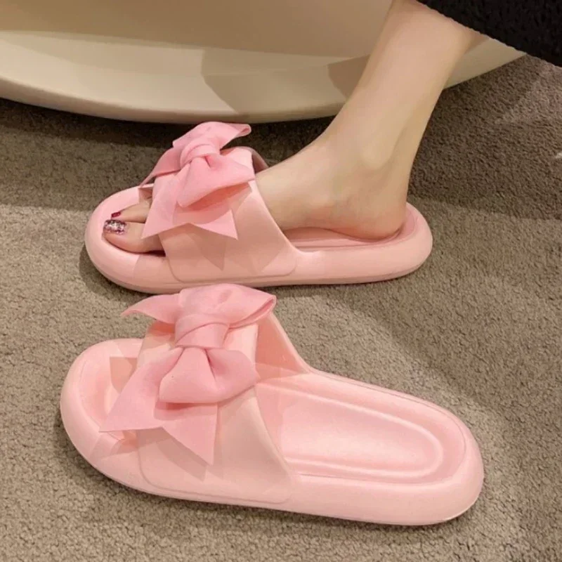 Women\'s Slippers 2024 Summer New on Sale Fashion Outdoor Butterfly-knot Open Toe Slippers Female Zapatos De Mujer