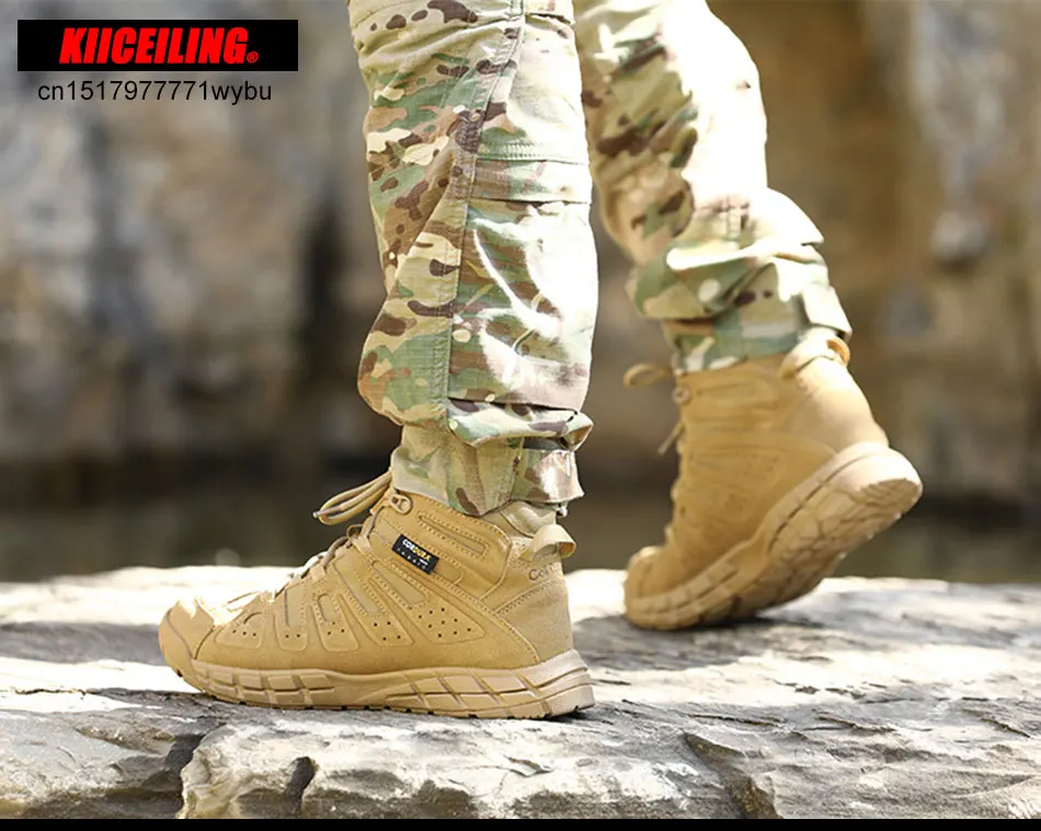 KIICEILING HL, Cow Leather, Mens Boots, Combat Desert Tactical Boots, Safety Shoes, Motorcycle Boots, Boots Men, Shoes for Men