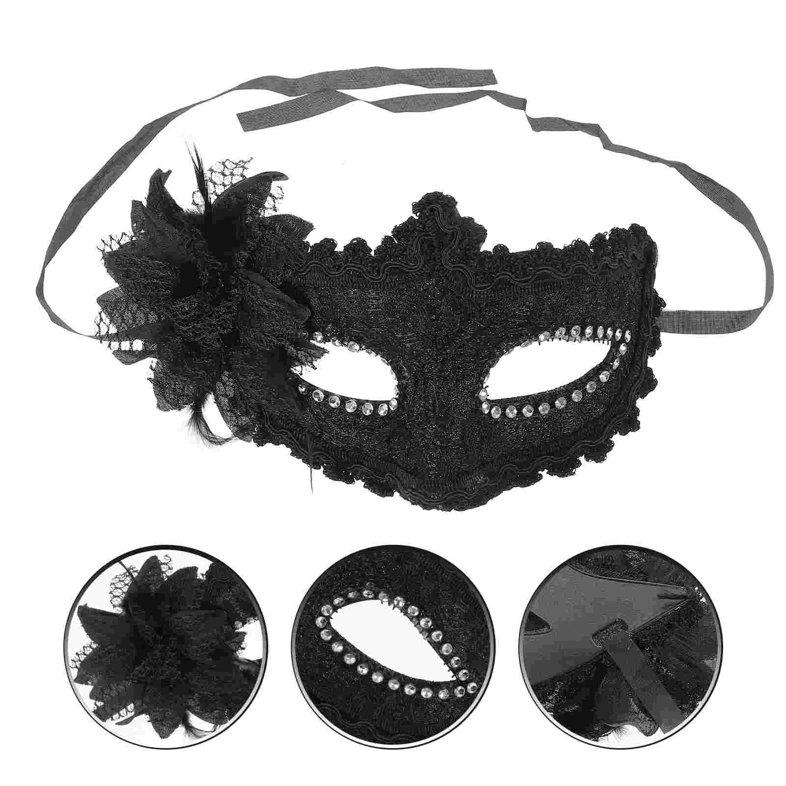 Inflatable Costume Women Lace Mask Party Set Festival Adult Masks Halloween Black Cosplay Dressing Up Masques Face and