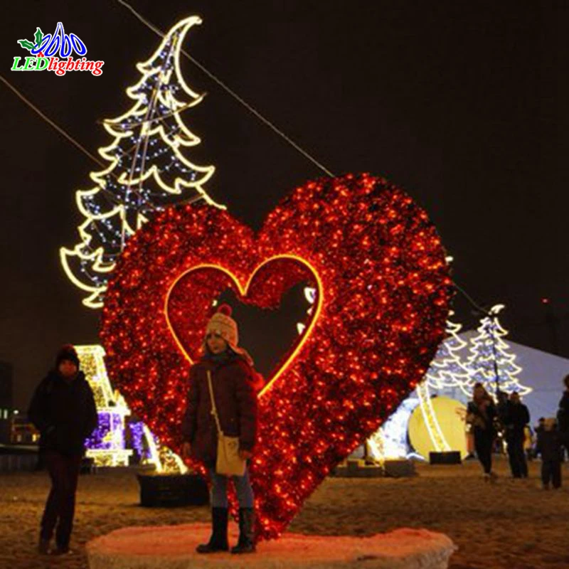 Custom. Wedding Holiday LED 3D lights outdoor heart shaped arch motif lights