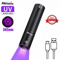 365nm UV Flashlight USB Rechargeable Powerful Mini Ultraviolet Glue Nail lamp Torch Pet Urine tinea Stain Money Ore Marker Light