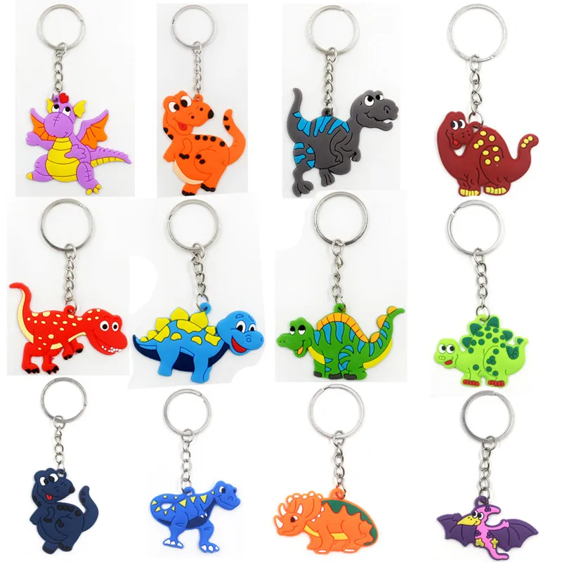 20pcs PVC Dinosaur Keychain Cartoon Pendant Fashion Cute Bag Key Accessories Key Chain Creative Gift