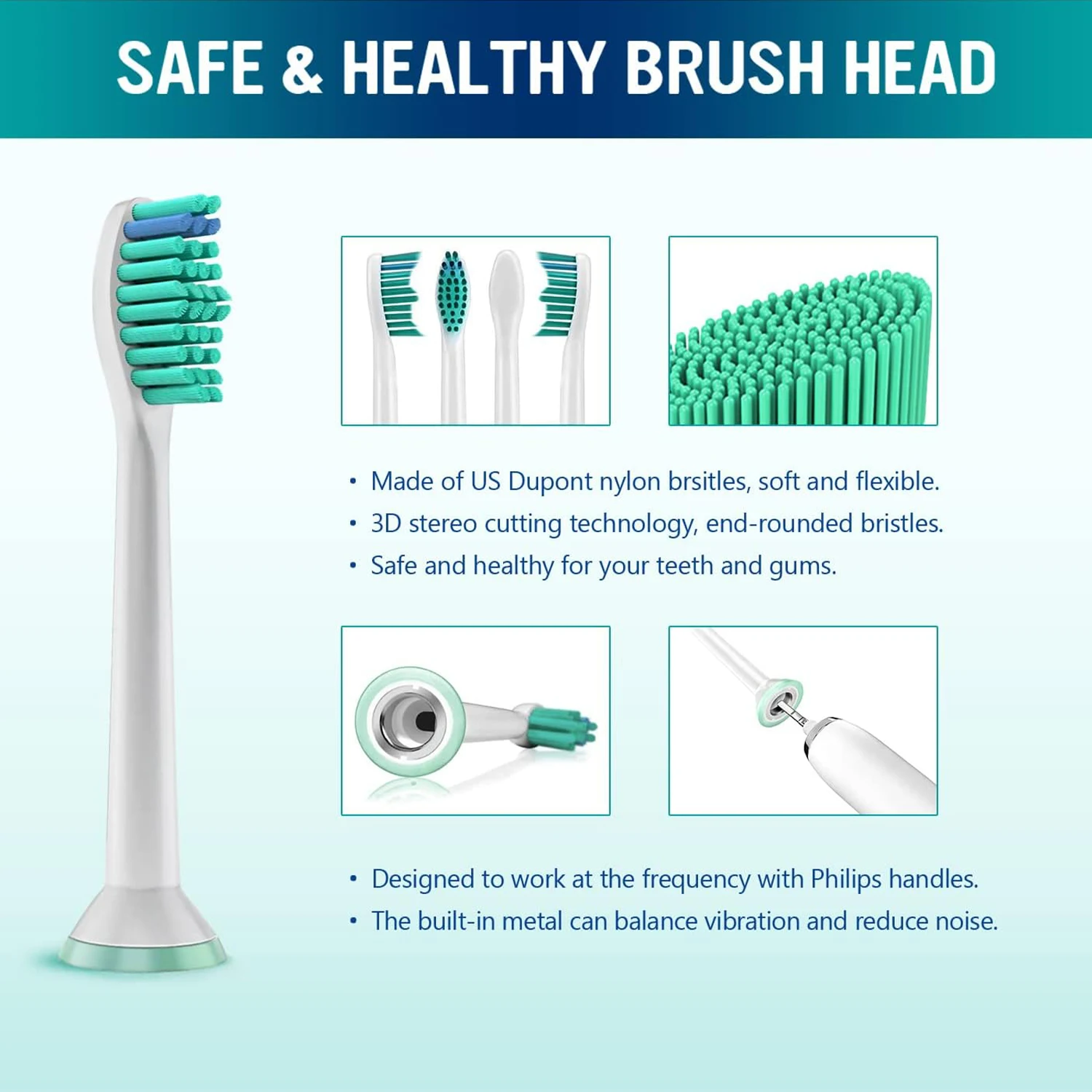 4/8/12/16/36 رؤوس فرشاة الأسنان البديلة المتوافقة مع رأس فرشاة فيليبس الكهربائية 1100 2100 4100 4300 5100 5300 6100 6500 إلخ #6