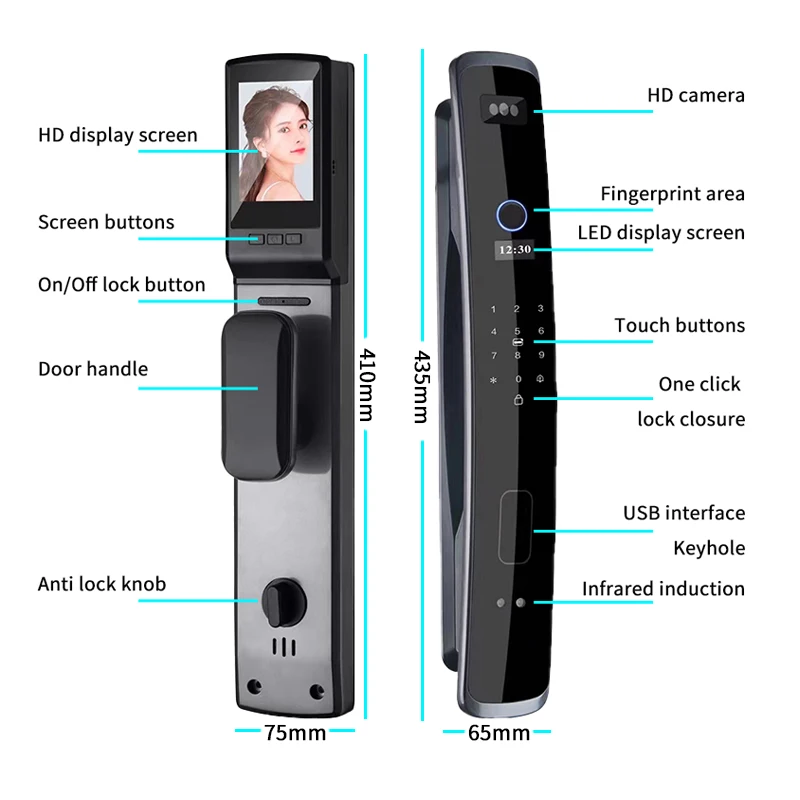 Imagem -04 - Reconhecimento Facial Totalmente Automático Smart Lock Home Digital Lock Chave de Cartão Biométrico App Wifi 3d