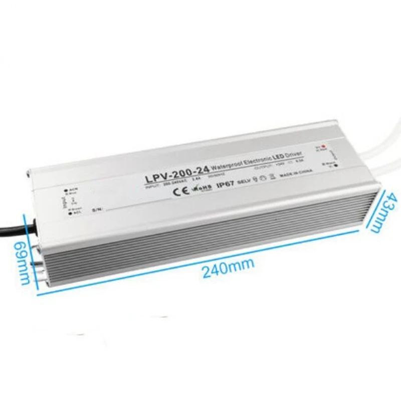 LPV-200-12v 24v 36v 48v Waterproof Switching Power Supply 200W LED Strip Light AC TO DC Converter