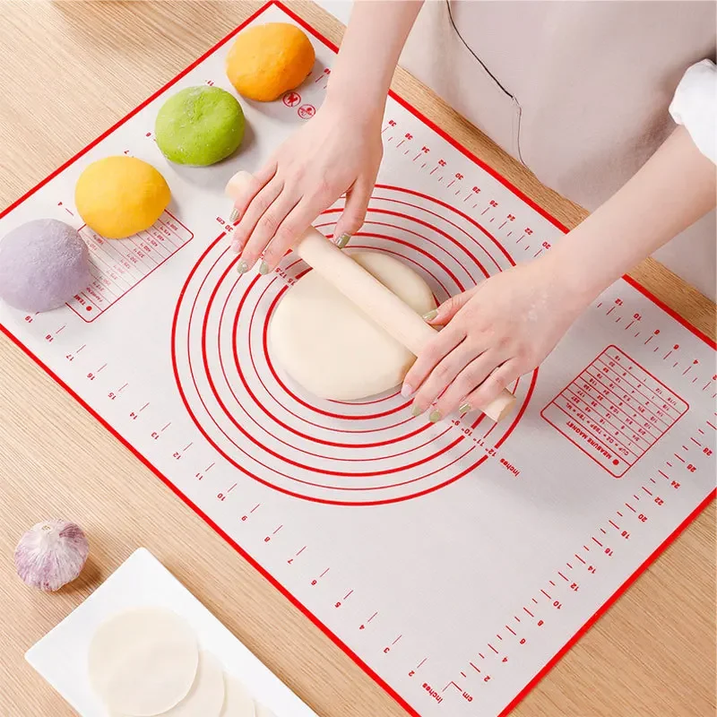 Silicone Baking Dough Rolling Mat Non-stick Kneading Pad with Scale Dumplings Pies Pizza Cooking Plate Kitchen Pastry Cake Tray