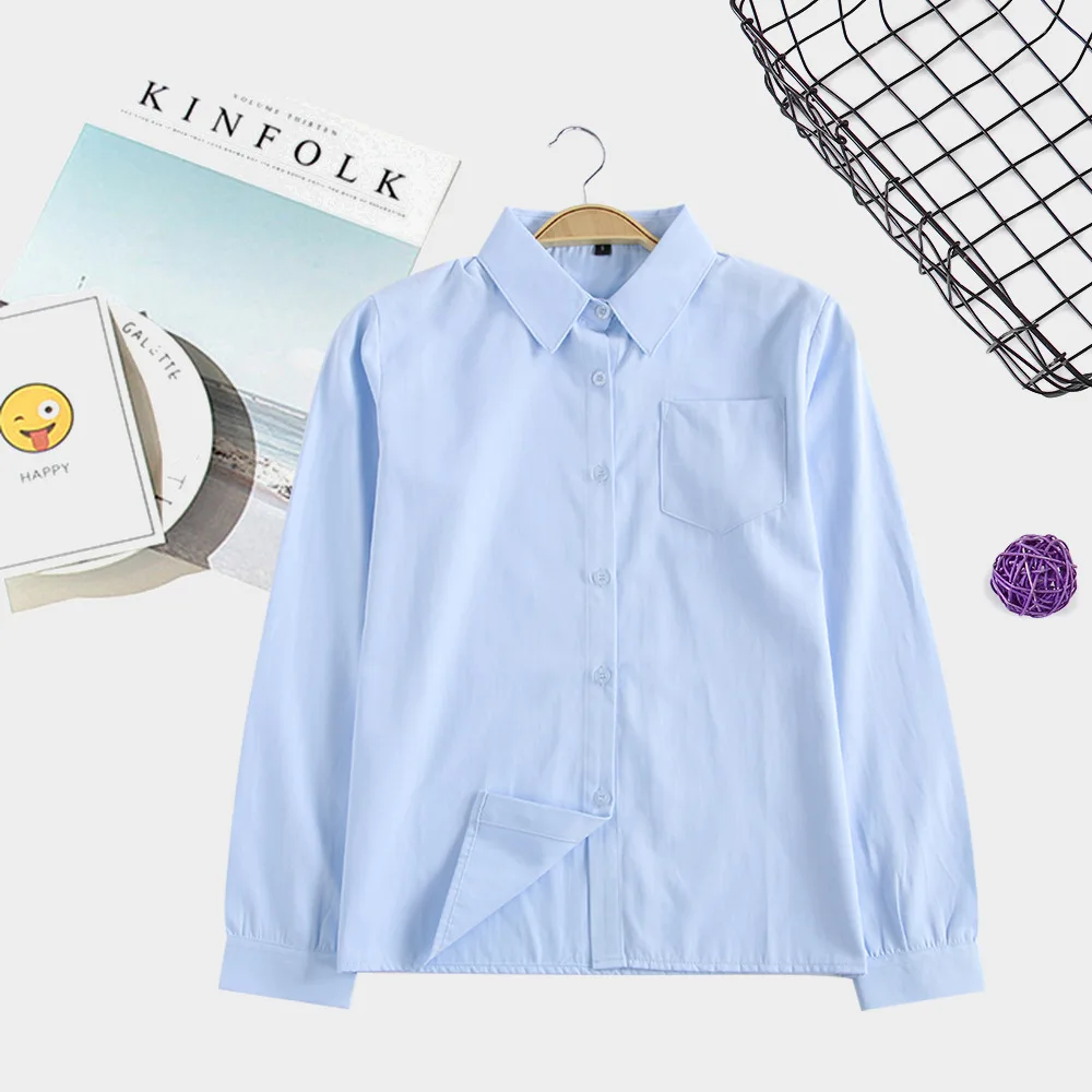 Uniform Long Sleeve White Shirt Long Sleeve Square Neck