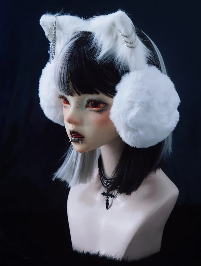 Original manual hair hoop cat ears earmuffs earmuffs autumn winter warm white ear cover