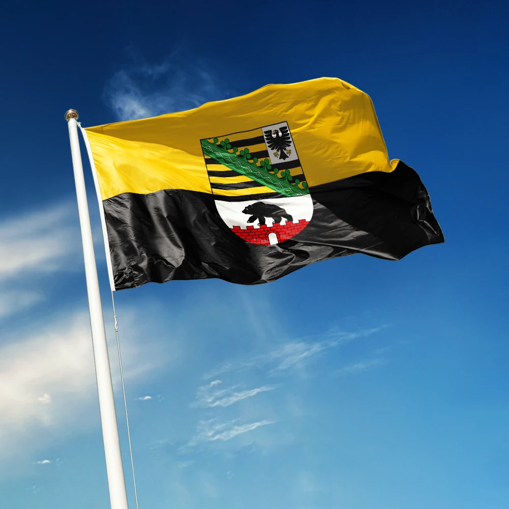 3x5 Ft Saxony Anhalt Flag Vivid Color and Fade proof a State of Germany Flags Polyester with Brass Grommets