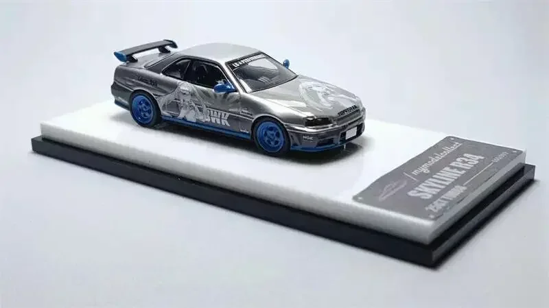 SKYLINE-Carro Modelo Diecast, Rainha Branca, Collect MC, R34, 25GT, Turbo, Branco, 999, 1:64