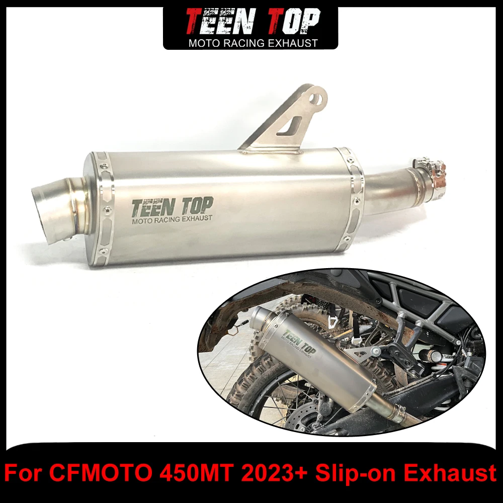 Stainless Steel For CF MOTO 450MT Slip-on Exhaust Motorcycle Escape Middle Link Pipe 450 MT 2023+ DB Killer Included Muffler