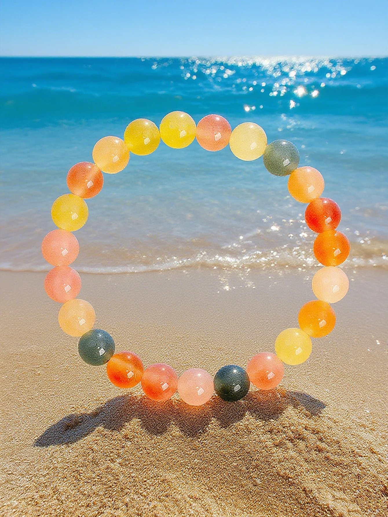 

Candy Quartz Gemstone Beaded Bracelet with Rainbow Sheen Healing Energy for Emotional Balance Calm Confidence Harmony Jewelry