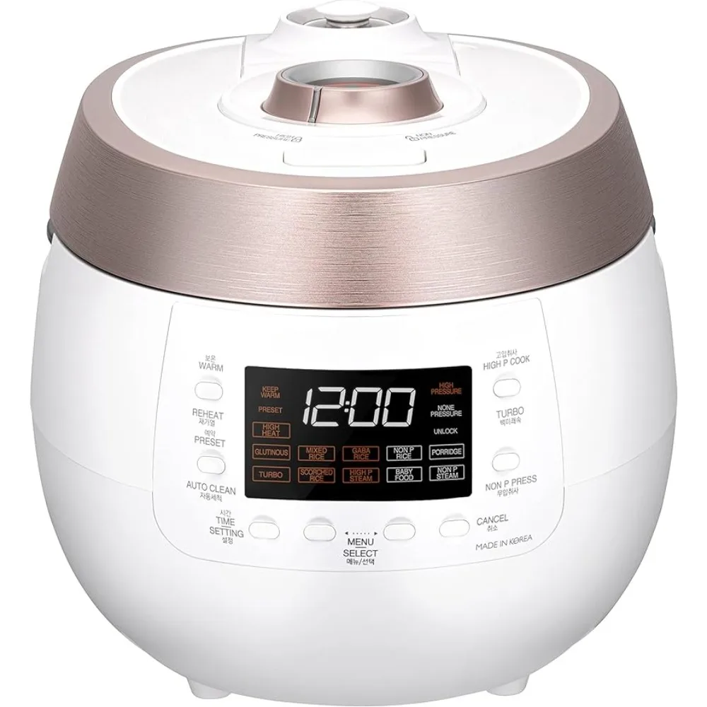 6 cup Twin Pressure Plate Rice Cooker & Warmer with High Heat,Mixed, Scorched, Turbo, Porridge, Baby Food, Steam and more, White