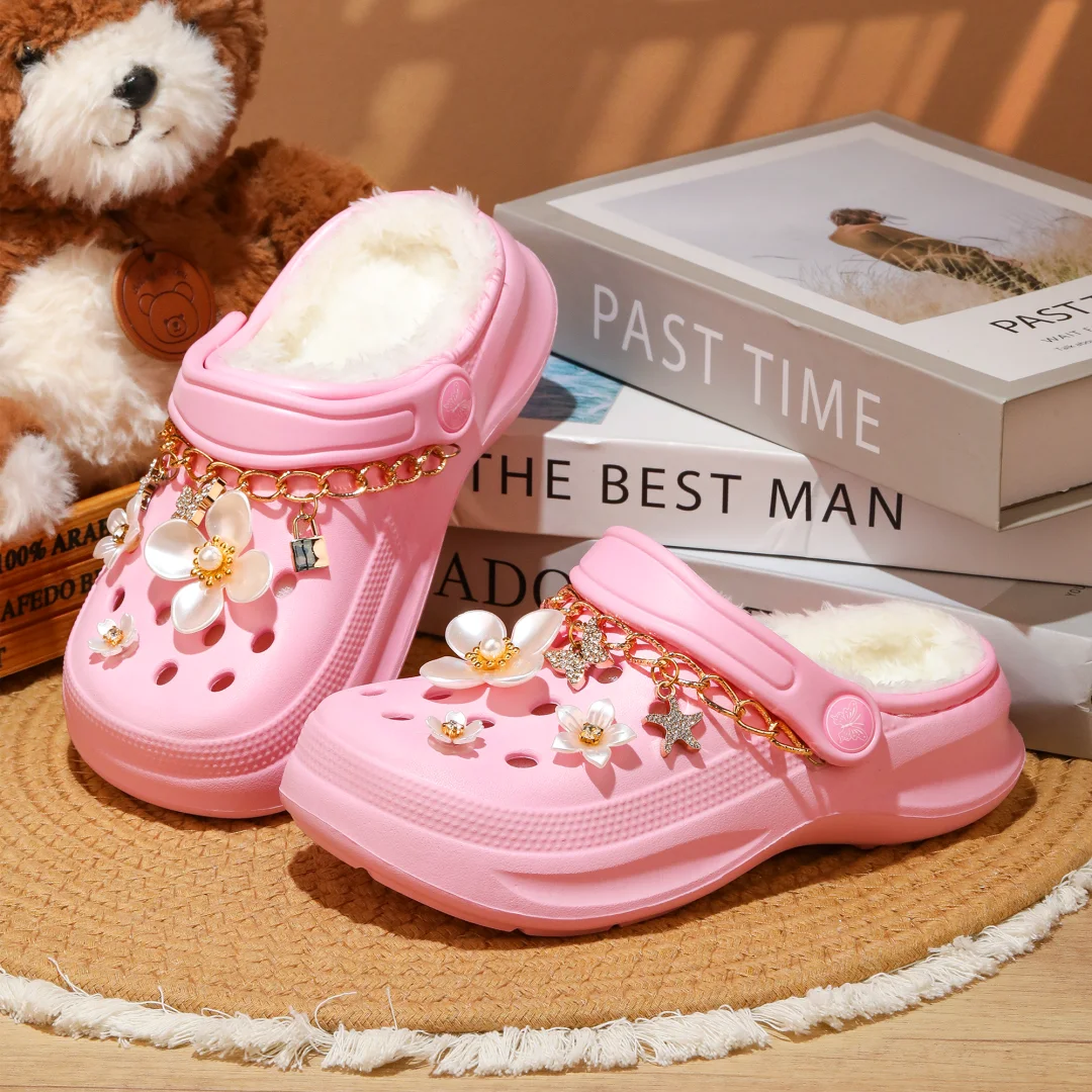 Kinder-Clogs und -Mules mit Fellfutter, leichte Garten-Schuhe mit Baumwollfutter, warme Hausschuhe für Jungen, Mädchen und Kleinkinder, 168. – Detail 8