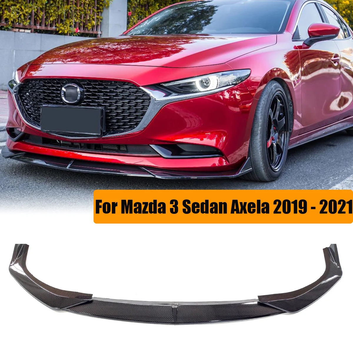 3PCS Front Bumper Lip Side Splitter Spoiler Guard Cover Diffuser Body Kit For Mazda 3 Sedan Axela 2019 - 2021 Car Accessories