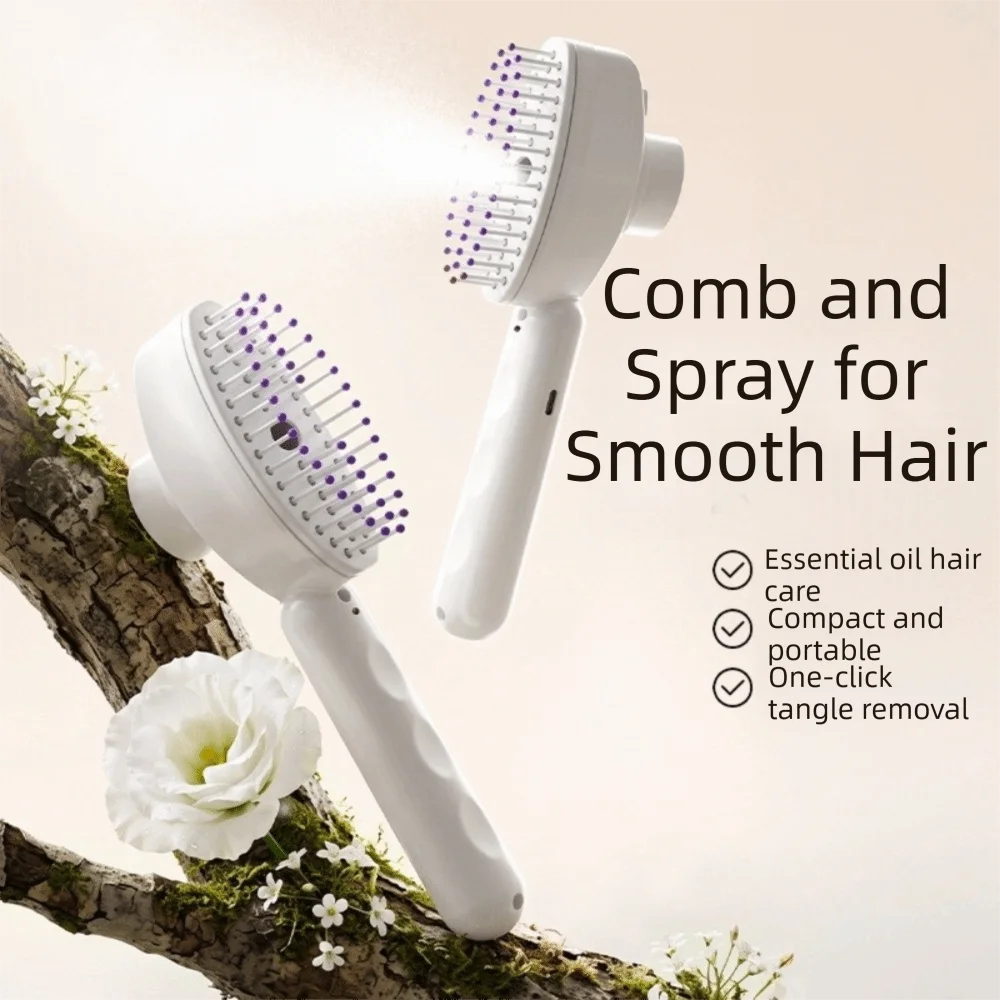 3.7V 500 mAh Lithium Battery Spray Hair Comb Self Cleaning Rechargeable Scalp Massager Nourishing Anti-static Hair Care Brush