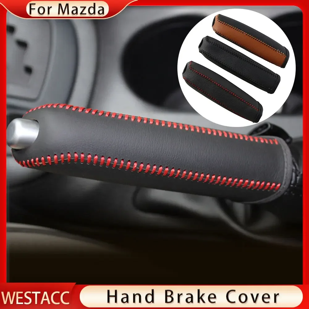 Leather Car Handbrake Hand Brake Cover for Mazda 3 Axela Atenza CX-5 CX3 CX-3 CX5 2015 2016 2017 2018 2019 2020 AT Accessories